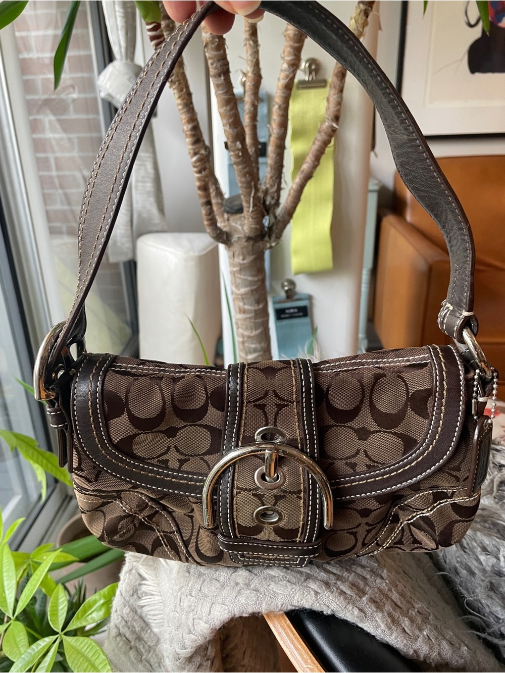 Rare Vintage Y2K Coach Mini Soho Shoulder Bag Chocolate Brown Monochrome